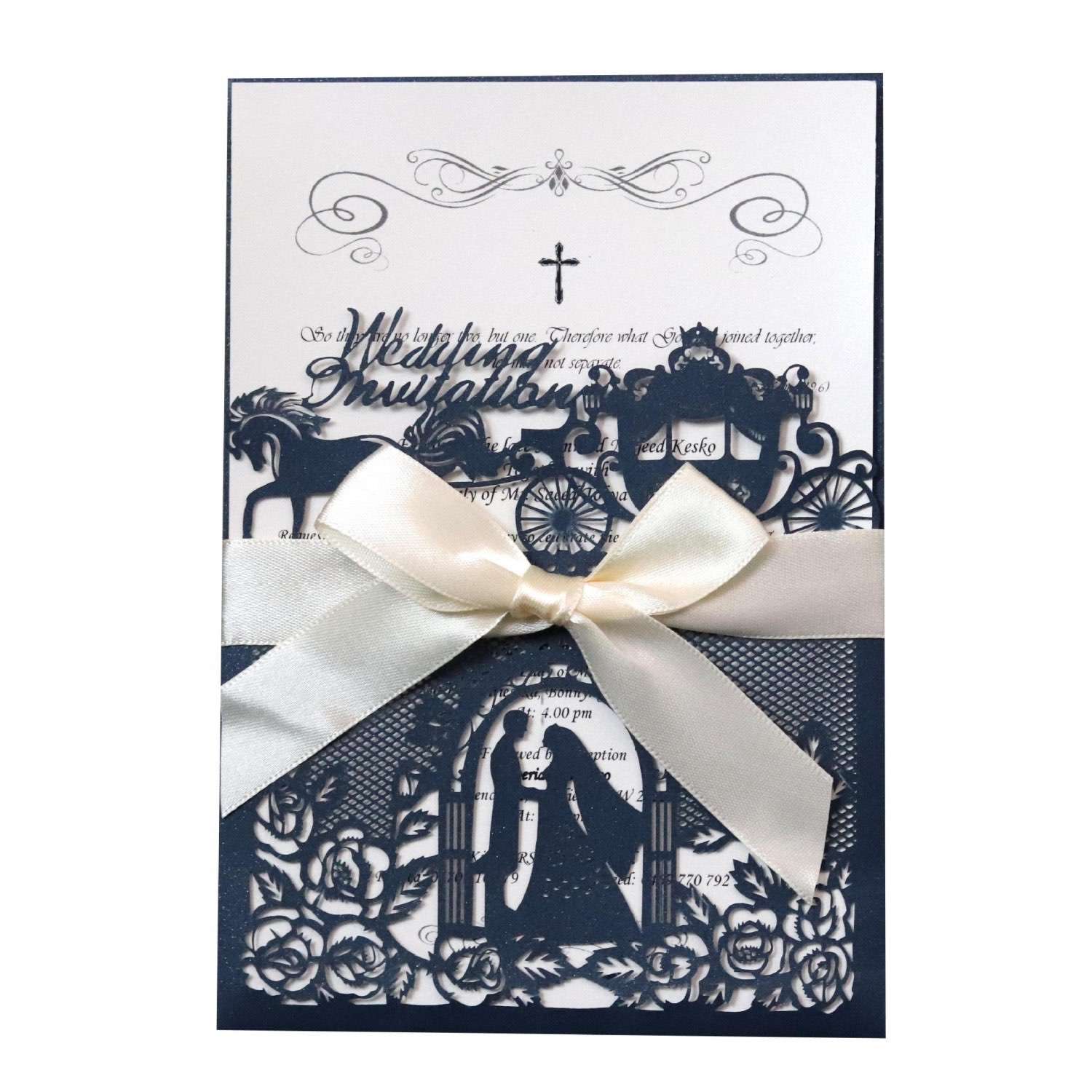 White Card Invitation Laser Marriage Card Beautiful Wedding Card Customization